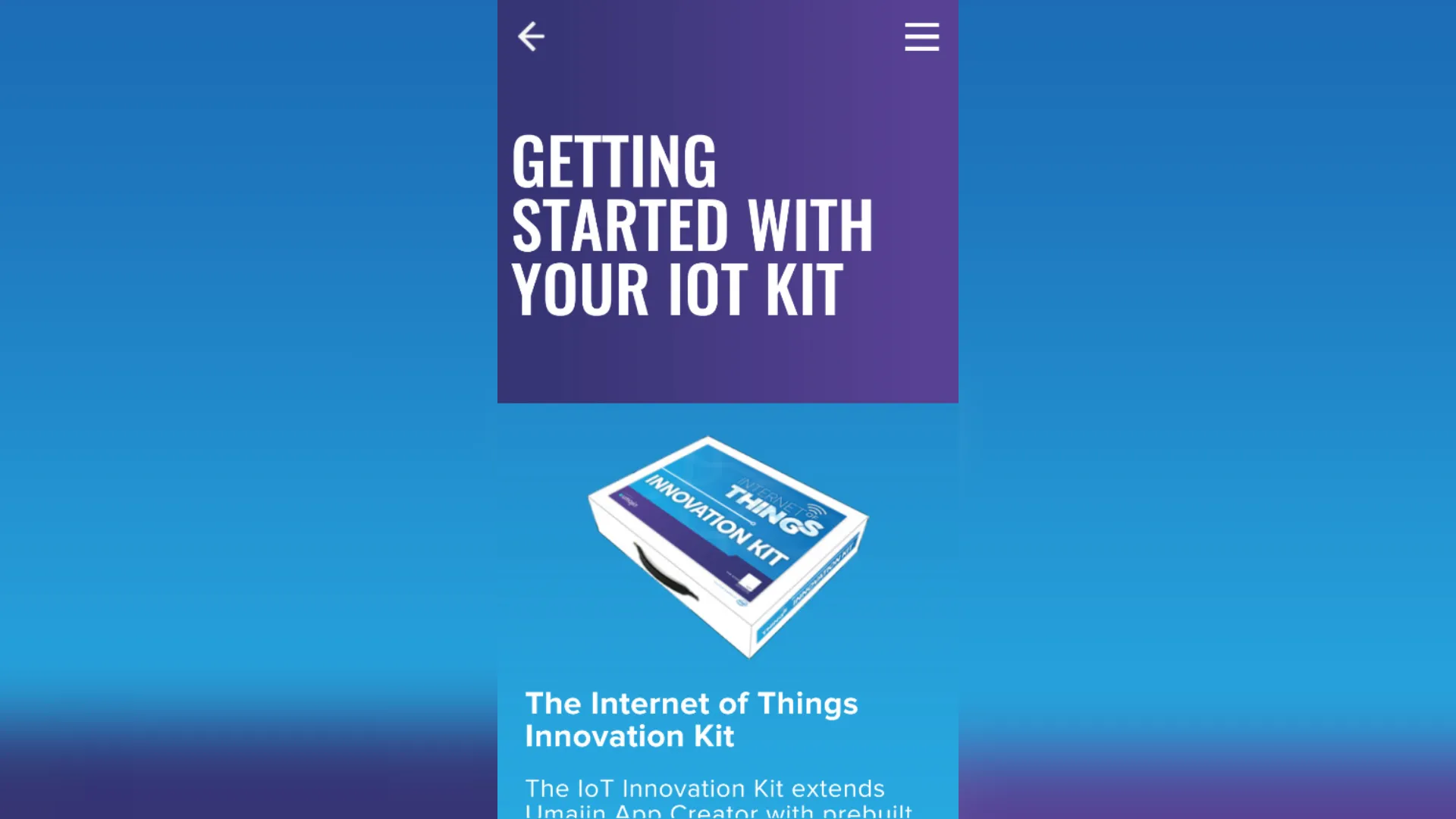 Getting Started in the IoT Welcome App
