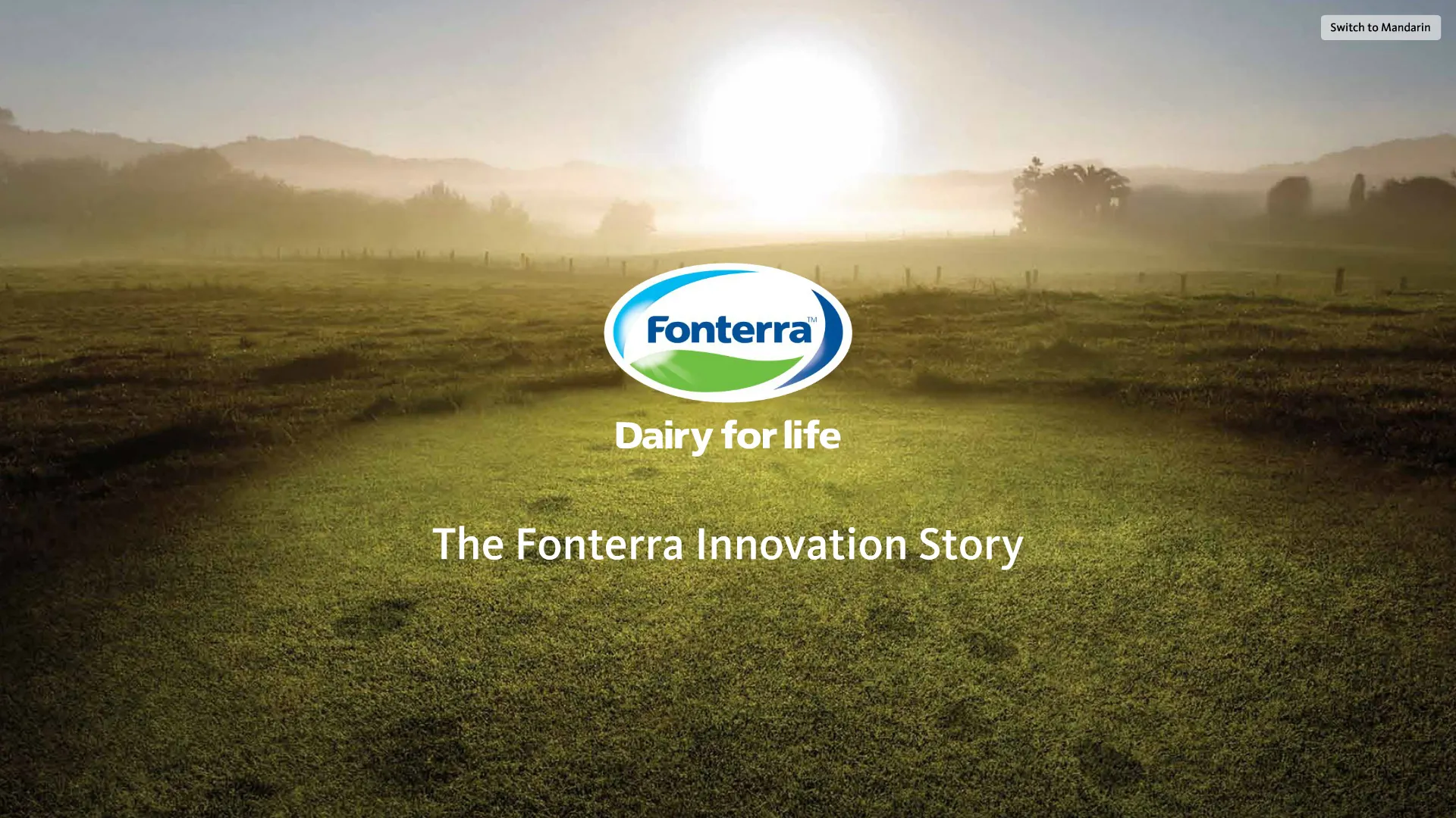 Title screen — "The Fonterra Innovation Story"